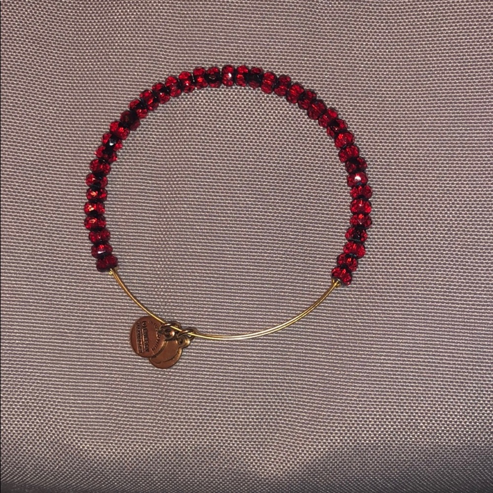 Gold Alex and Ani Bracelet with red beads